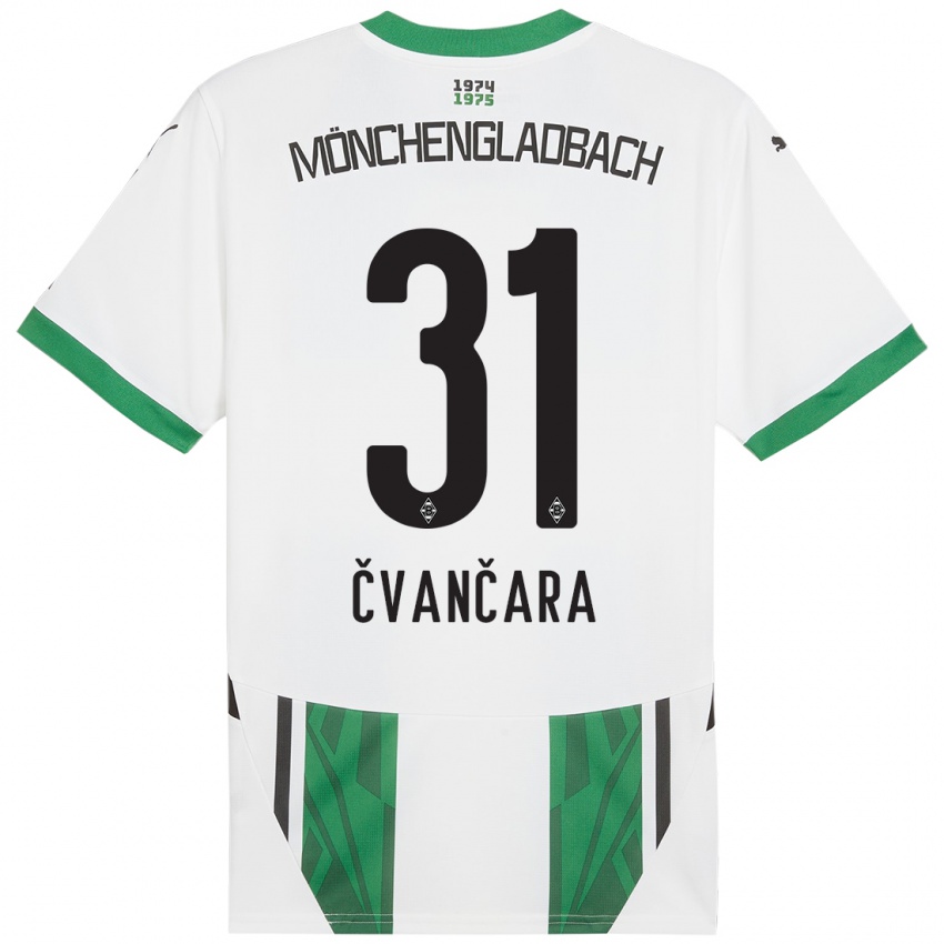 Enfant Maillot Tomas Cvancara #31 Blanc Vert Tenues Domicile 2024/25 T-Shirt Belgique