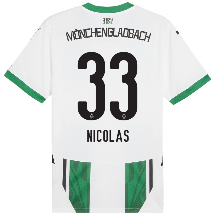 Enfant Maillot Moritz Nicolas #33 Blanc Vert Tenues Domicile 2024/25 T-Shirt Belgique