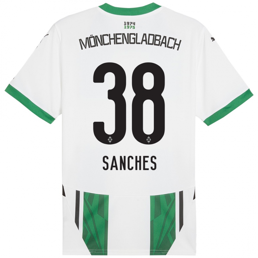 Enfant Maillot Yvandro Borges Sanches #38 Blanc Vert Tenues Domicile 2024/25 T-Shirt Belgique