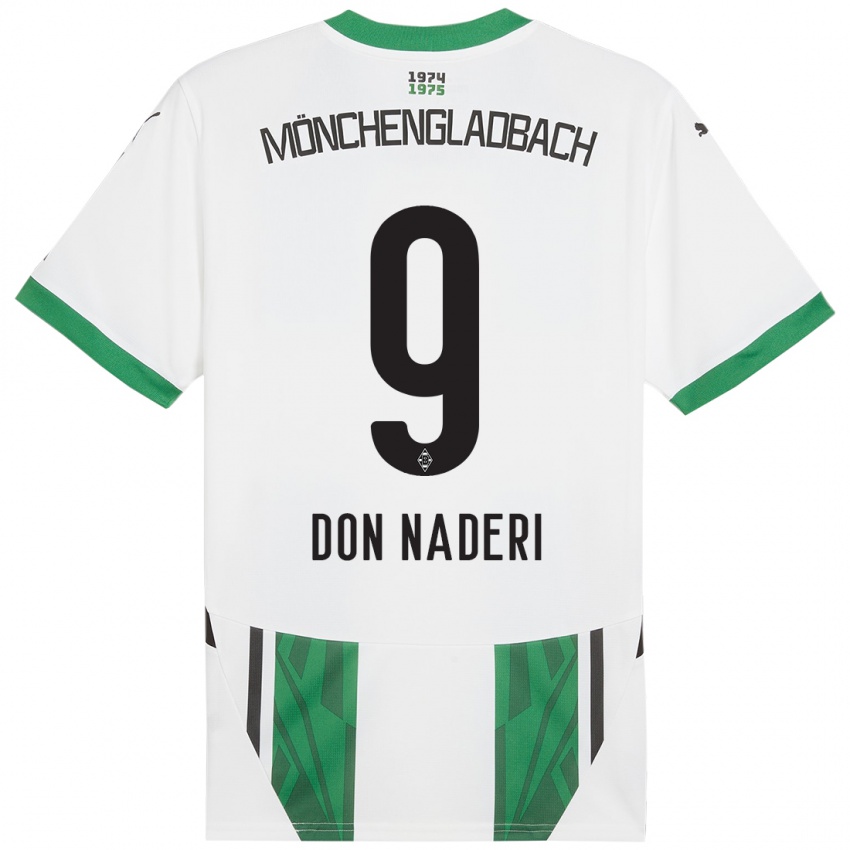 Enfant Maillot Ryan Don Naderi #9 Blanc Vert Tenues Domicile 2024/25 T-Shirt Belgique