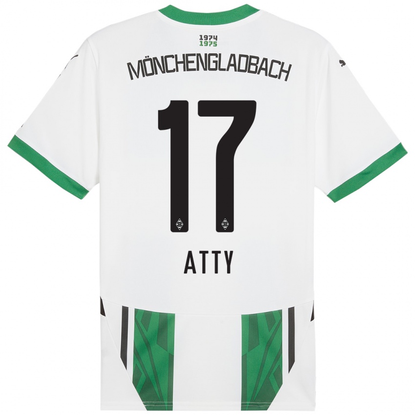 Enfant Maillot Yassir Atty #17 Blanc Vert Tenues Domicile 2024/25 T-Shirt Belgique