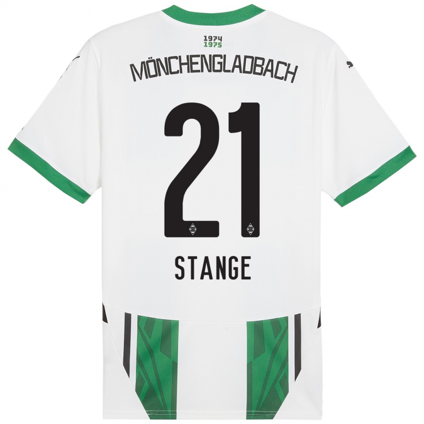 Enfant Maillot Veit Stange #21 Blanc Vert Tenues Domicile 2024/25 T-Shirt Belgique