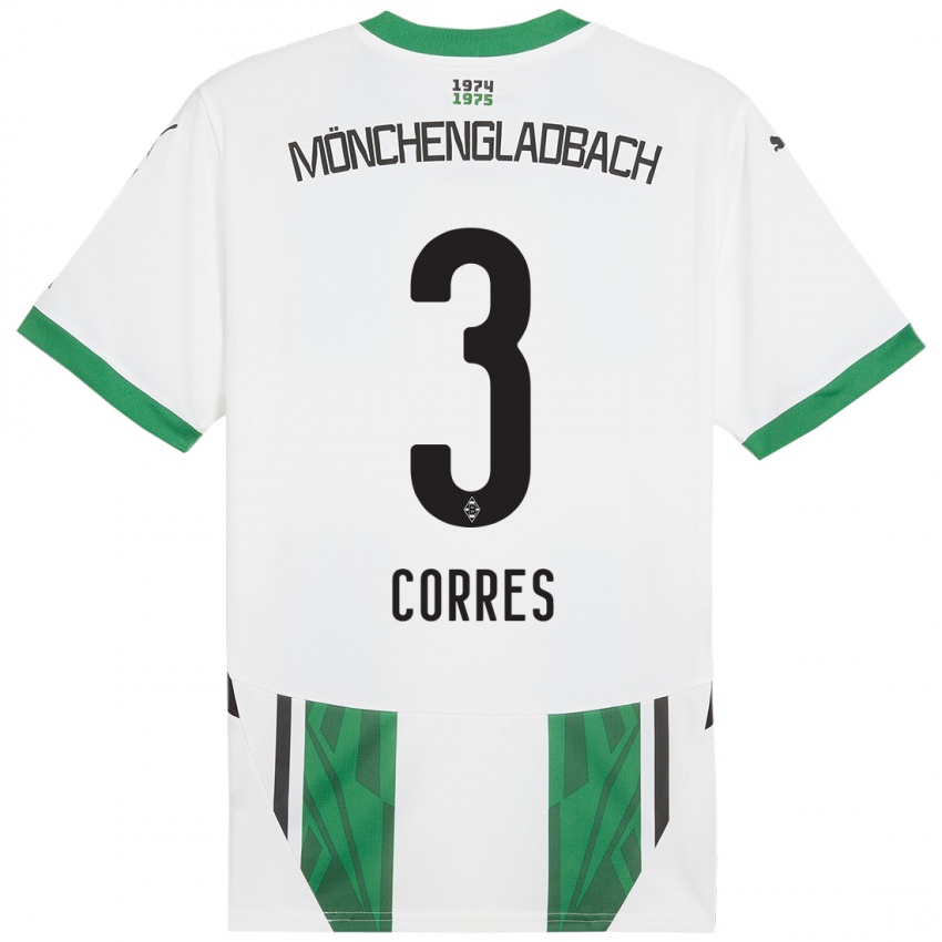 Enfant Maillot Carolin Corres #3 Blanc Vert Tenues Domicile 2024/25 T-Shirt Belgique