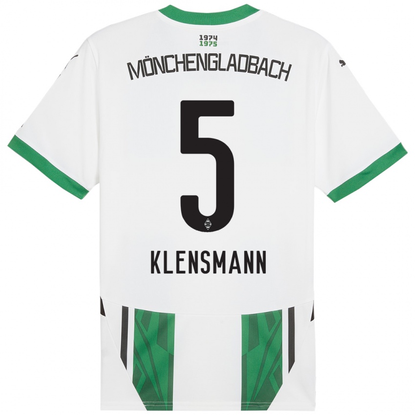 Enfant Maillot Paula Klensmann #5 Blanc Vert Tenues Domicile 2024/25 T-Shirt Belgique