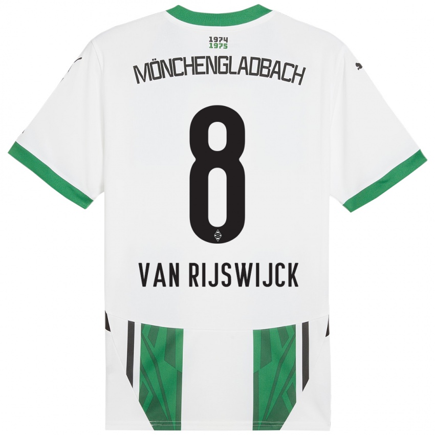 Enfant Maillot Britt Van Rijswijck #8 Blanc Vert Tenues Domicile 2024/25 T-Shirt Belgique