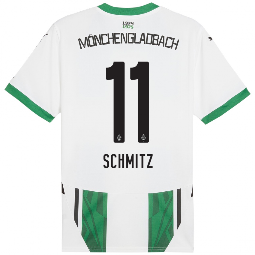 Enfant Maillot Louisa Schmitz #11 Blanc Vert Tenues Domicile 2024/25 T-Shirt Belgique