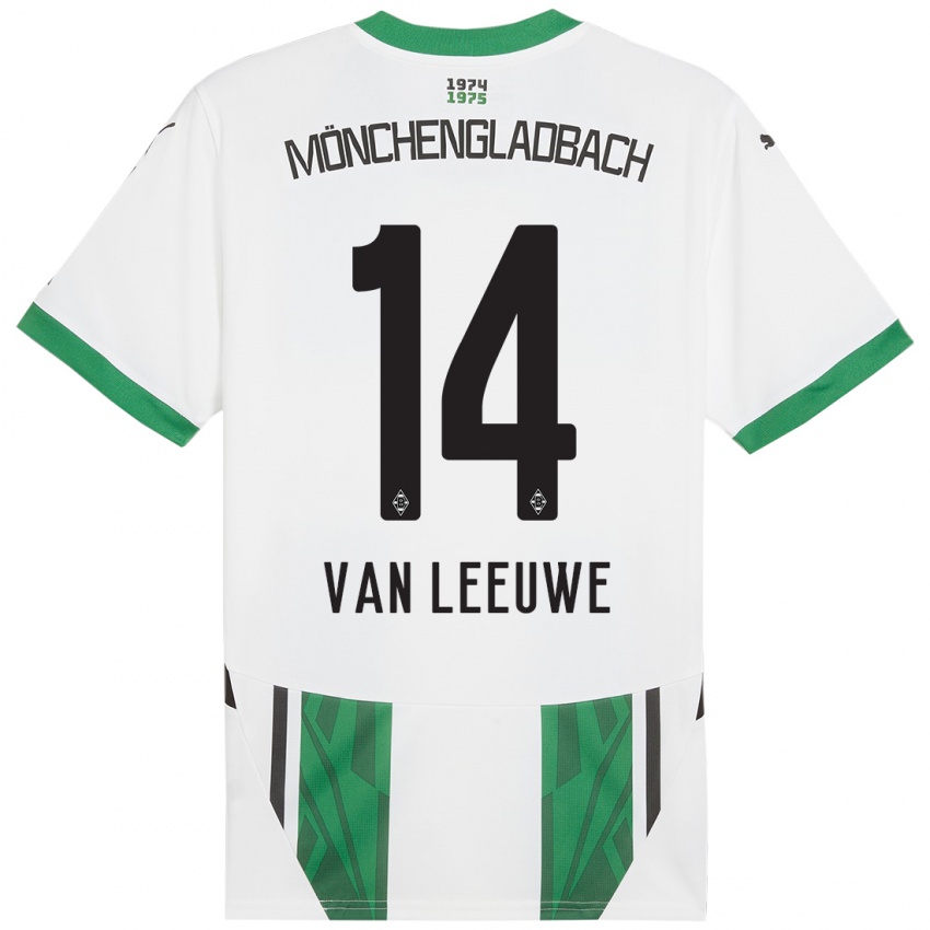 Enfant Maillot Kyra Van Leeuwe #14 Blanc Vert Tenues Domicile 2024/25 T-Shirt Belgique