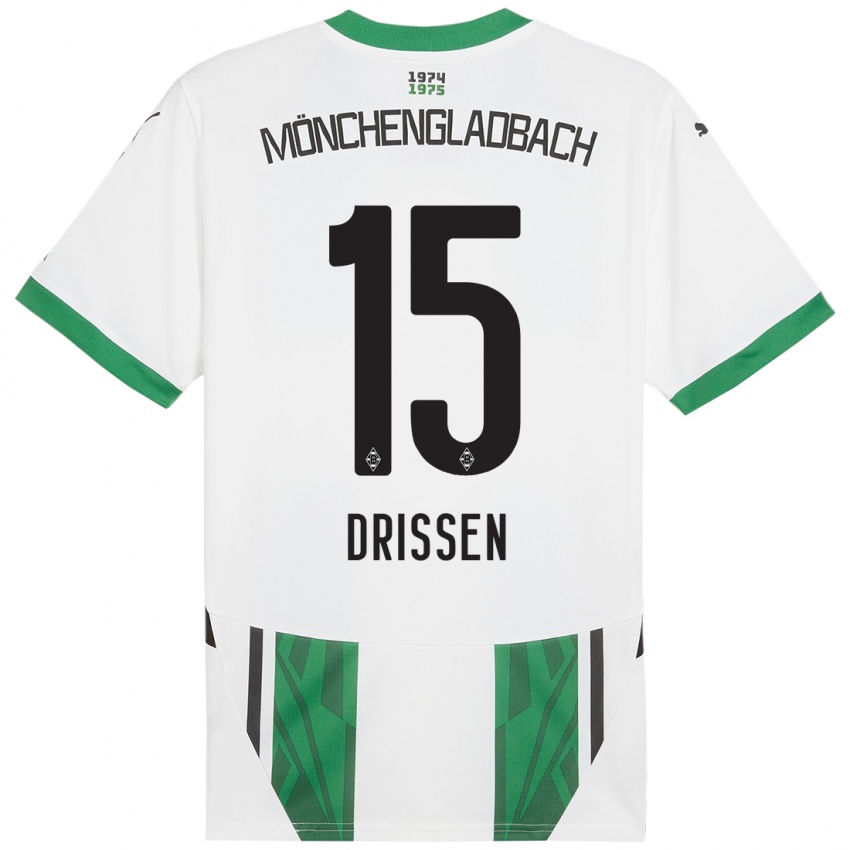 Enfant Maillot Sam Drissen #15 Blanc Vert Tenues Domicile 2024/25 T-Shirt Belgique