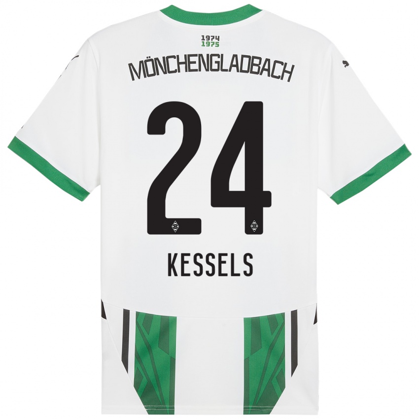 Enfant Maillot Imke Kessels #24 Blanc Vert Tenues Domicile 2024/25 T-Shirt Belgique