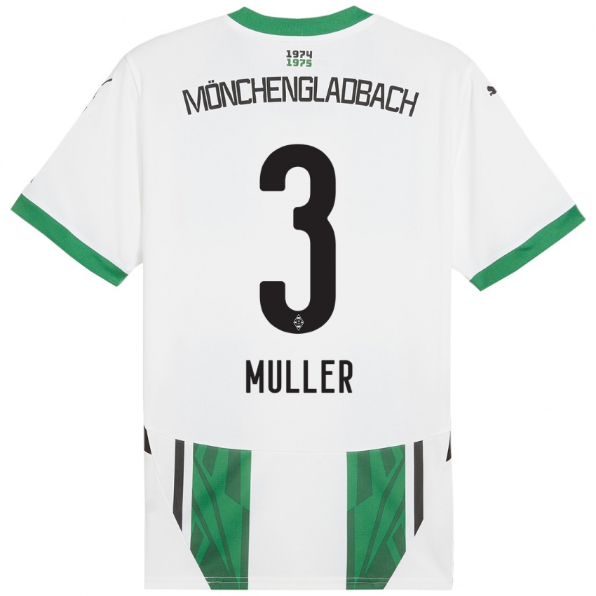 Enfant Maillot Barbara Müller #3 Blanc Vert Tenues Domicile 2024/25 T-Shirt Belgique