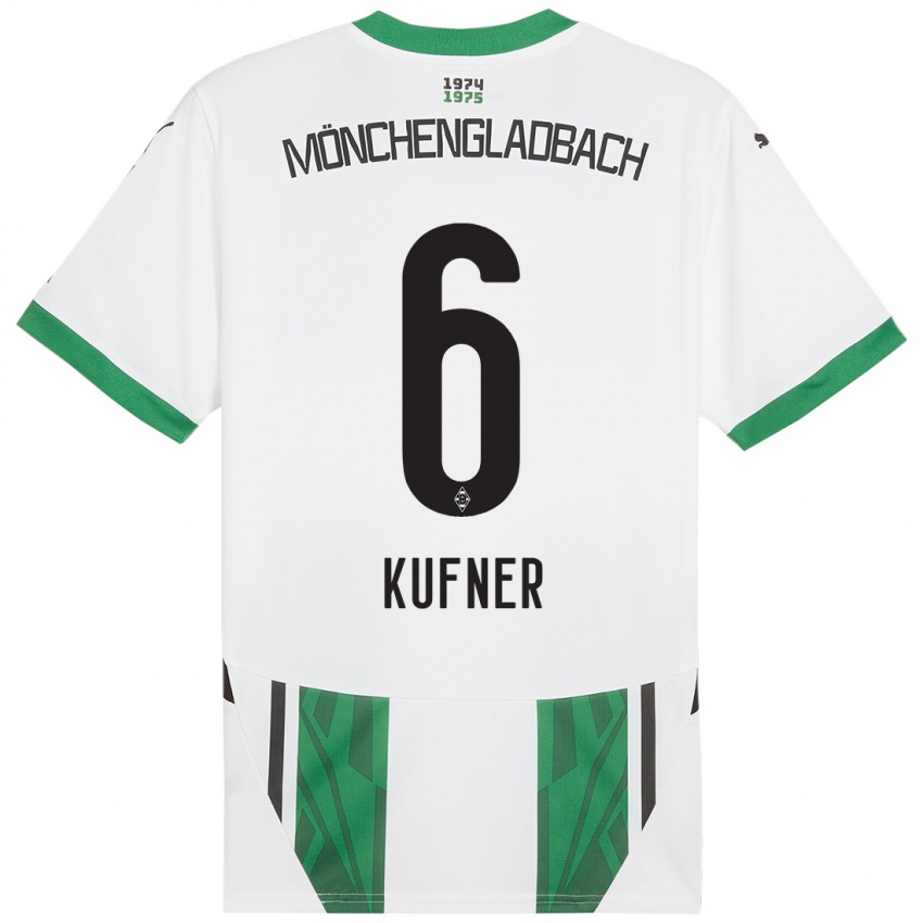 Enfant Maillot Anne-Catherine Kufner #6 Blanc Vert Tenues Domicile 2024/25 T-Shirt Belgique