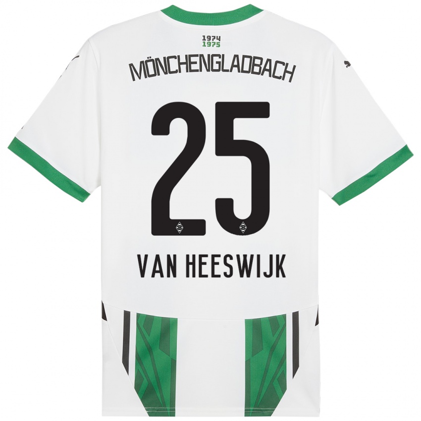 Enfant Maillot Amber Van Heeswijk #25 Blanc Vert Tenues Domicile 2024/25 T-Shirt Belgique