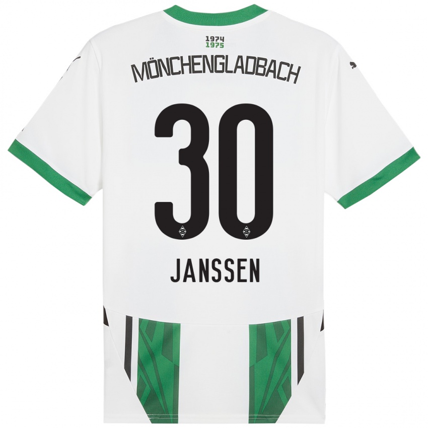 Enfant Maillot Annalena Janssen #30 Blanc Vert Tenues Domicile 2024/25 T-Shirt Belgique