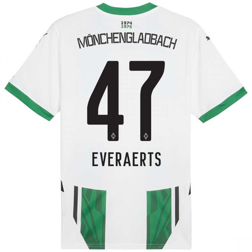 Enfant Maillot Kim Everaerts #47 Blanc Vert Tenues Domicile 2024/25 T-Shirt Belgique