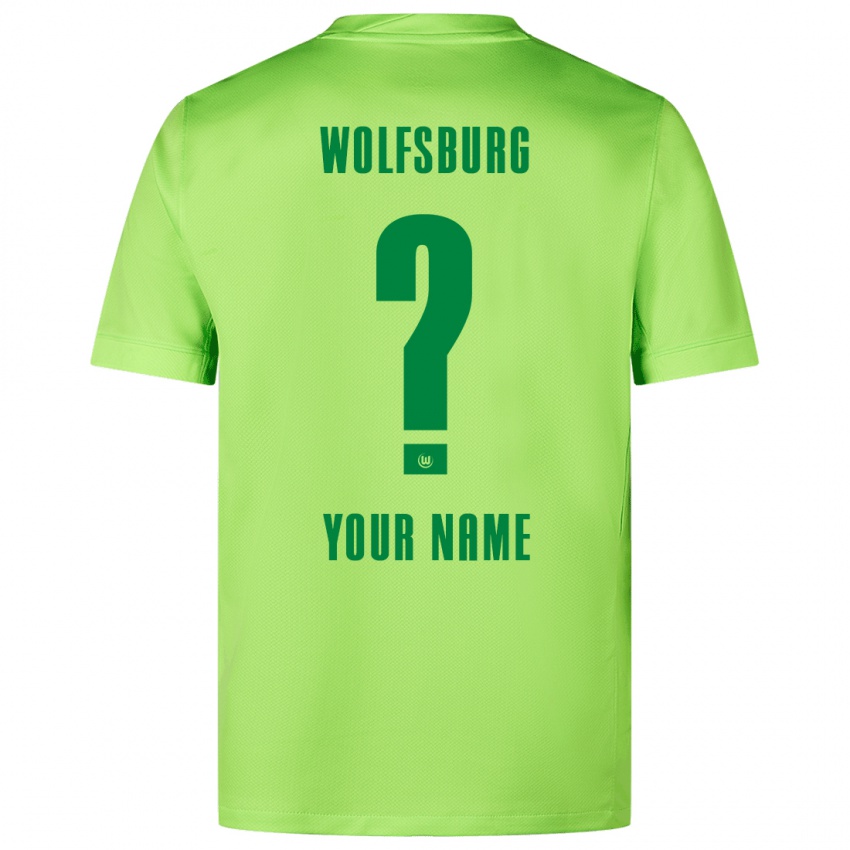 Kinderen Uw Naam #0 Fluorescerend Groen Thuisshirt Thuistenue 2024/25 T-Shirt België