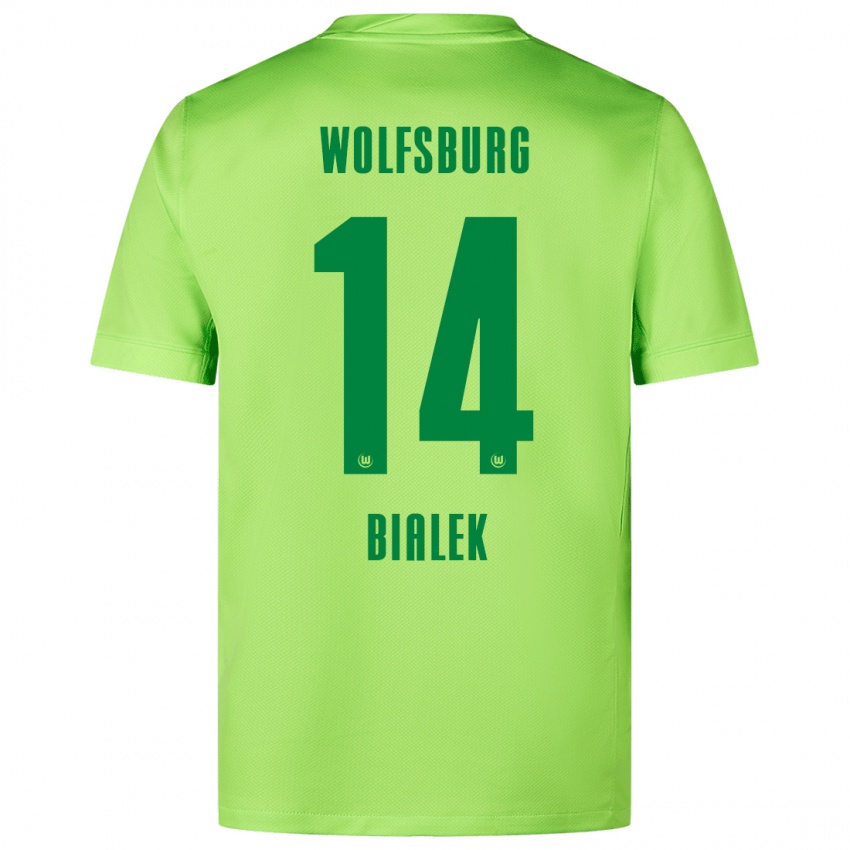 Kinder Bartosz Bialek #14 Fluoreszierendes Grün Heimtrikot Trikot 2024/25 T-Shirt Belgien