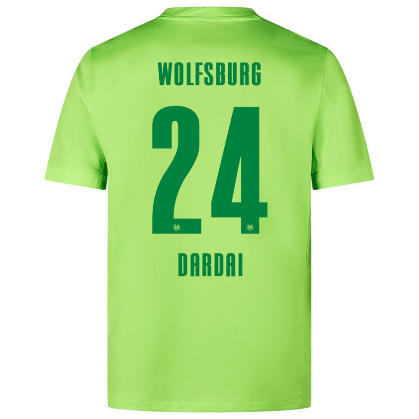 Kinder Bence Dárdai #24 Fluoreszierendes Grün Heimtrikot Trikot 2024/25 T-Shirt Belgien