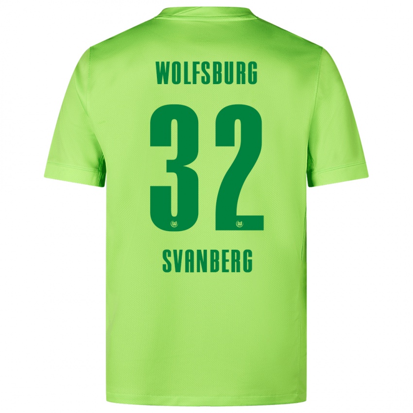 Kinder Mattias Svanberg #32 Fluoreszierendes Grün Heimtrikot Trikot 2024/25 T-Shirt Belgien