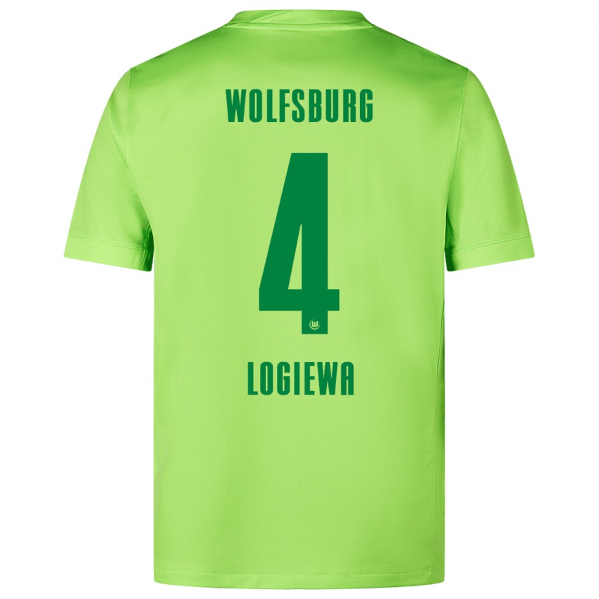 Kinder Luca Logiewa #4 Fluoreszierendes Grün Heimtrikot Trikot 2024/25 T-Shirt Belgien