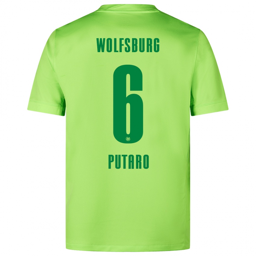 Kinder Luca Putaro #6 Fluoreszierendes Grün Heimtrikot Trikot 2024/25 T-Shirt Belgien