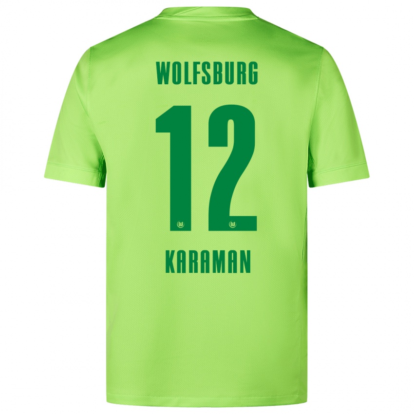 Kinder Tarik Karaman #12 Fluoreszierendes Grün Heimtrikot Trikot 2024/25 T-Shirt Belgien