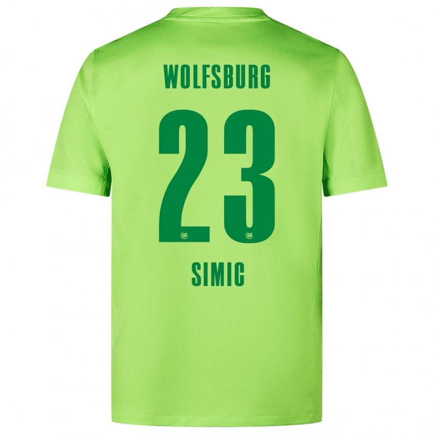 Kinder Karlo Simic #23 Fluoreszierendes Grün Heimtrikot Trikot 2024/25 T-Shirt Belgien