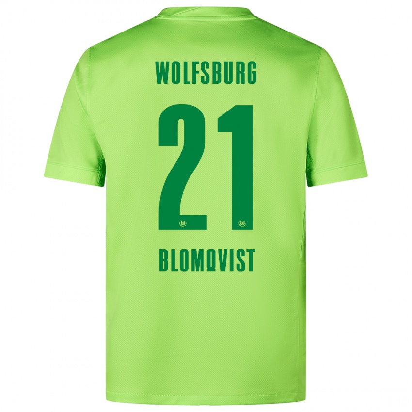 Kinder Rebecka Blomqvist #21 Fluoreszierendes Grün Heimtrikot Trikot 2024/25 T-Shirt Belgien