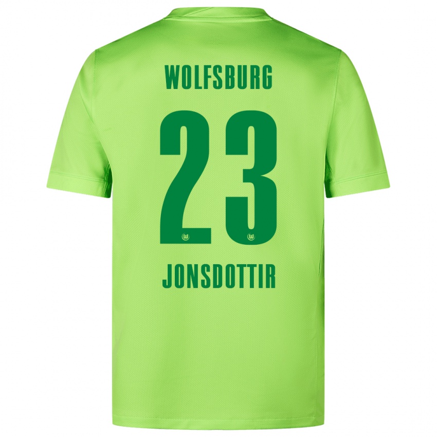 Kinder Sveindís Jane Jónsdóttir #23 Fluoreszierendes Grün Heimtrikot Trikot 2024/25 T-Shirt Belgien