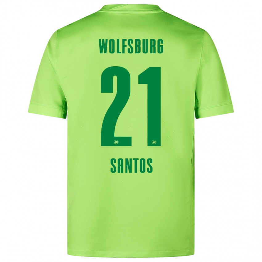 Kinder Leonardo Santos #21 Fluoreszierendes Grün Heimtrikot Trikot 2024/25 T-Shirt Belgien