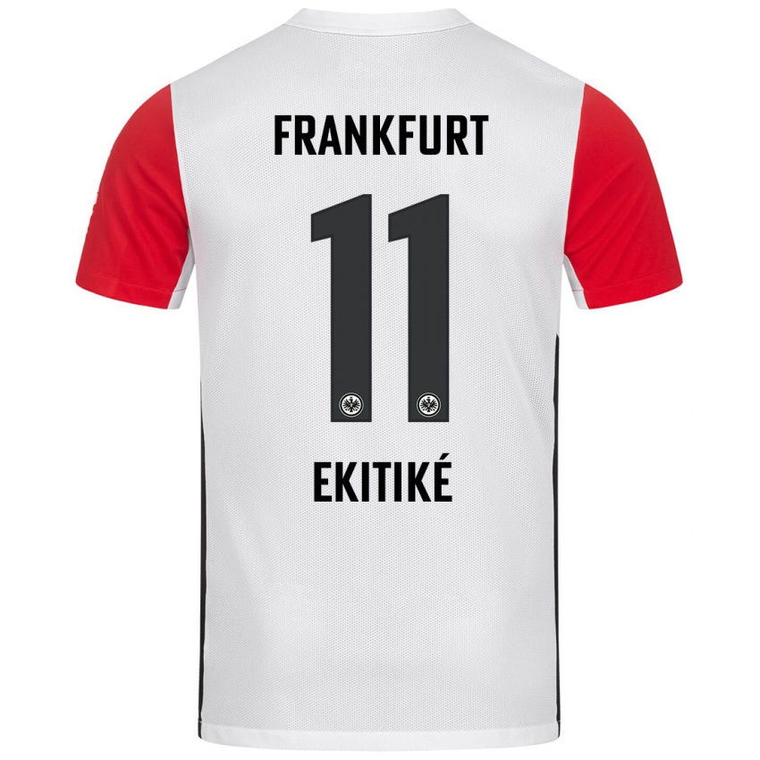 Kinder Hugo Ekitike #11 Weiß Rot Heimtrikot Trikot 2024/25 T-Shirt Belgien