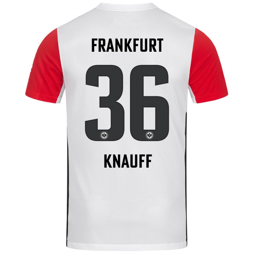 Kinder Ansgar Knauff #36 Weiß Rot Heimtrikot Trikot 2024/25 T-Shirt Belgien