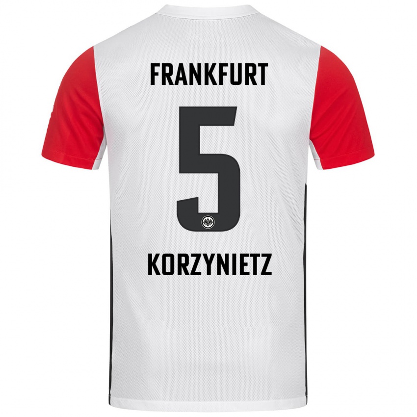 Kinder Jaden Korzynietz #5 Weiß Rot Heimtrikot Trikot 2024/25 T-Shirt Belgien