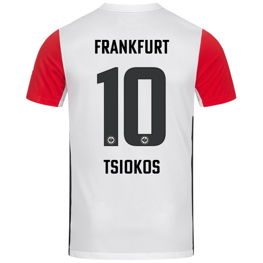 Kinder Leonidas Ilias Tsiokos #10 Weiß Rot Heimtrikot Trikot 2024/25 T-Shirt Belgien