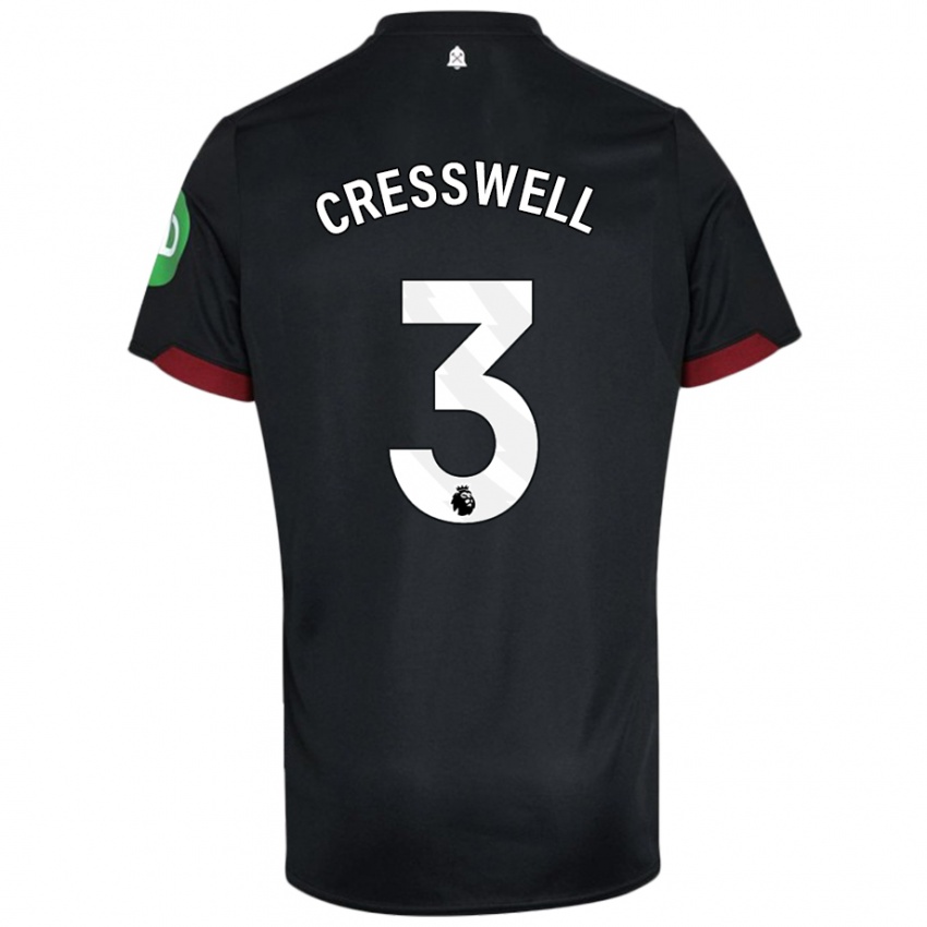 Kinderen Aaron Cresswell #3 Zwart Wit Uitshirt Uittenue 2024/25 T-Shirt België