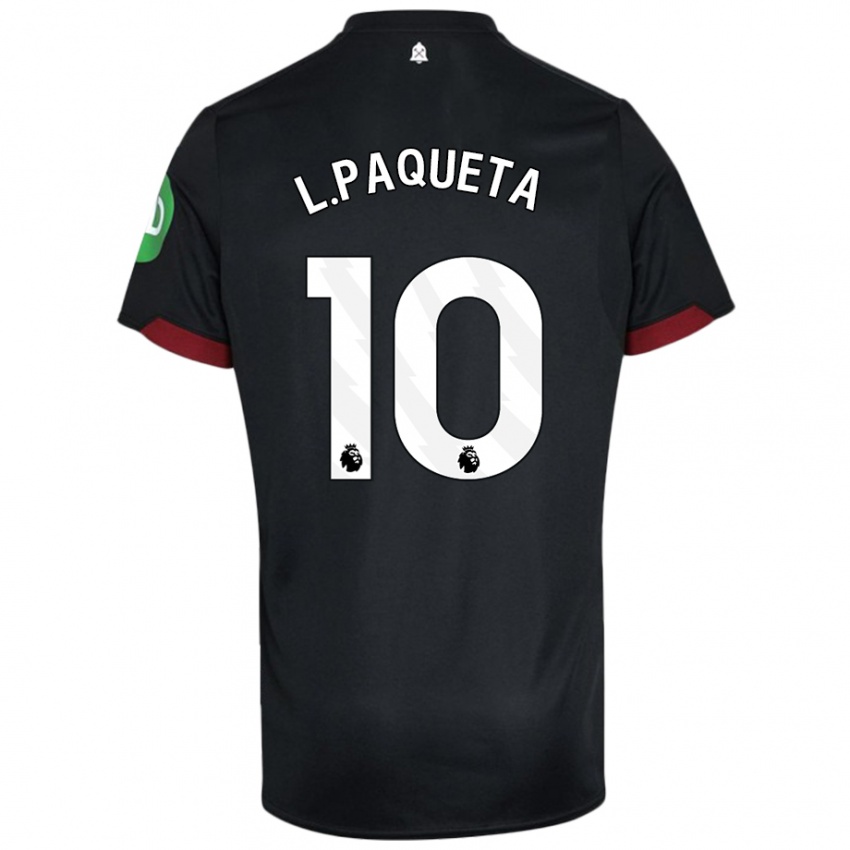 Enfant Maillot Lucas Paqueta #10 Noir Blanc Tenues Extérieur 2024/25 T-Shirt Belgique