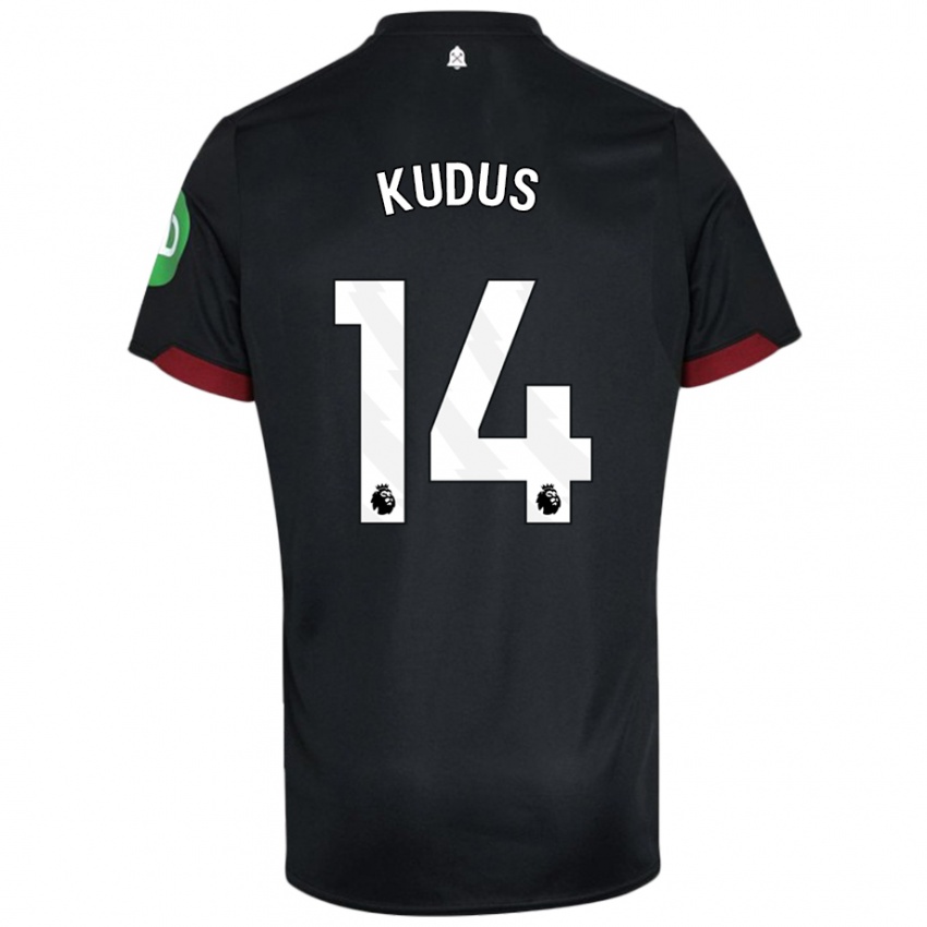 Kinderen Mohammed Kudus #14 Zwart Wit Uitshirt Uittenue 2024/25 T-Shirt België