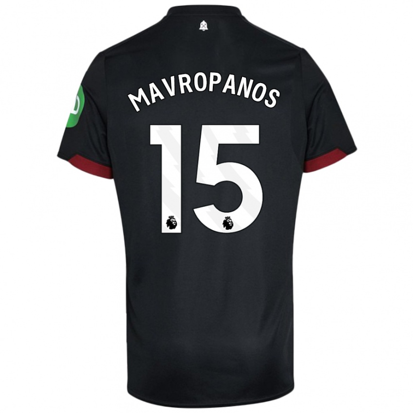 Kinderen Konstantinos Mavropanos #15 Zwart Wit Uitshirt Uittenue 2024/25 T-Shirt België