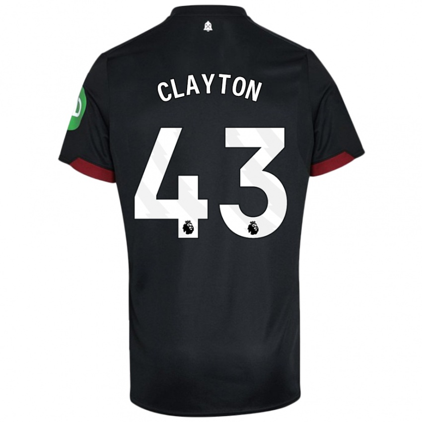 Kinder Regan Clayton #43 Schwarz Weiß Auswärtstrikot Trikot 2024/25 T-Shirt Belgien