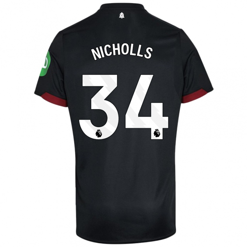 Kinderen Macey Nicholls #34 Zwart Wit Uitshirt Uittenue 2024/25 T-Shirt België