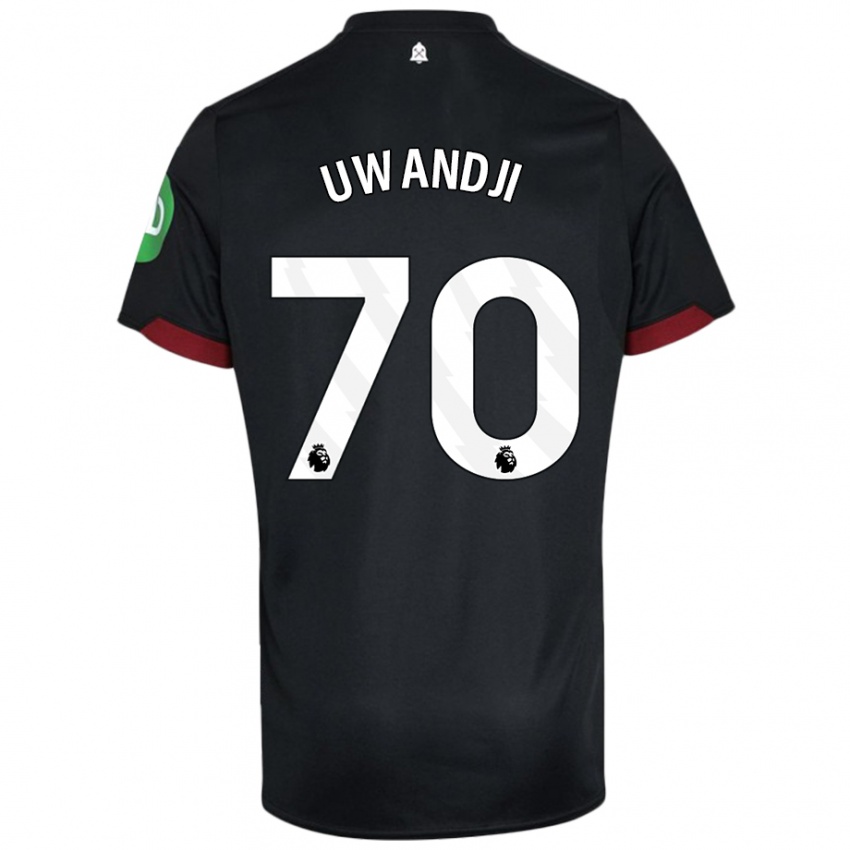 Kinder Blaise Uwandji #70 Schwarz Weiß Auswärtstrikot Trikot 2024/25 T-Shirt Belgien