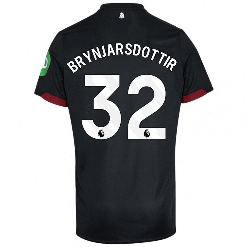 Kinder Dagný Brynjarsdottir #32 Schwarz Weiß Auswärtstrikot Trikot 2024/25 T-Shirt Belgien