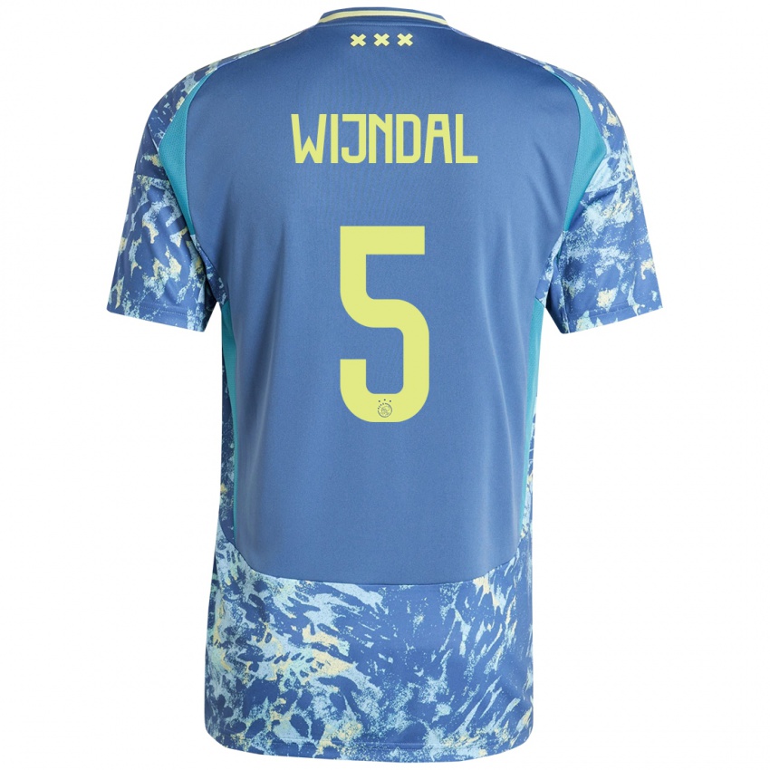 Kinder Owen Wijndal #5 Grau Blau Gelb Auswärtstrikot Trikot 2024/25 T-Shirt Belgien