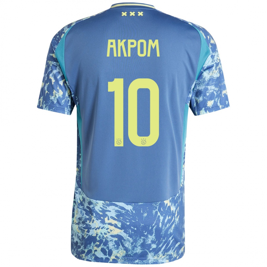 Kinder Chuba Akpom #10 Grau Blau Gelb Auswärtstrikot Trikot 2024/25 T-Shirt Belgien