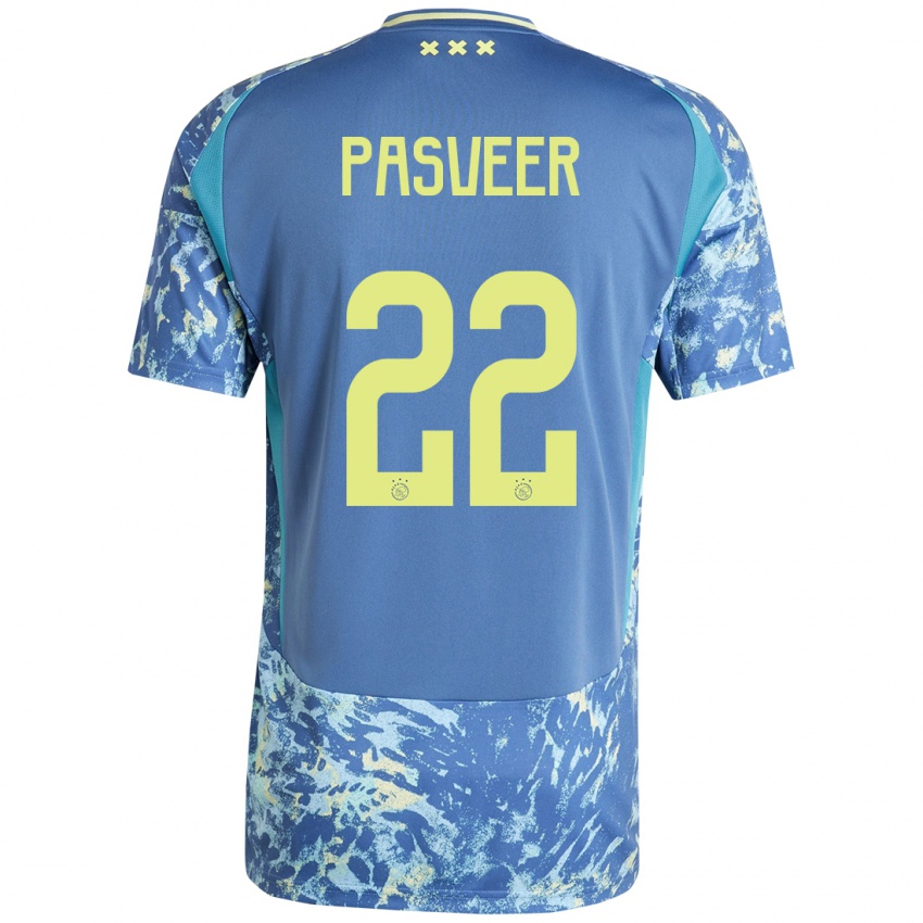 Kinder Remko Pasveer #22 Grau Blau Gelb Auswärtstrikot Trikot 2024/25 T-Shirt Belgien