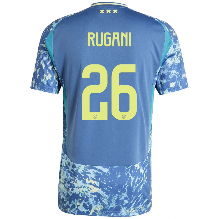 Kinder Daniele Rugani #26 Grau Blau Gelb Auswärtstrikot Trikot 2024/25 T-Shirt Belgien