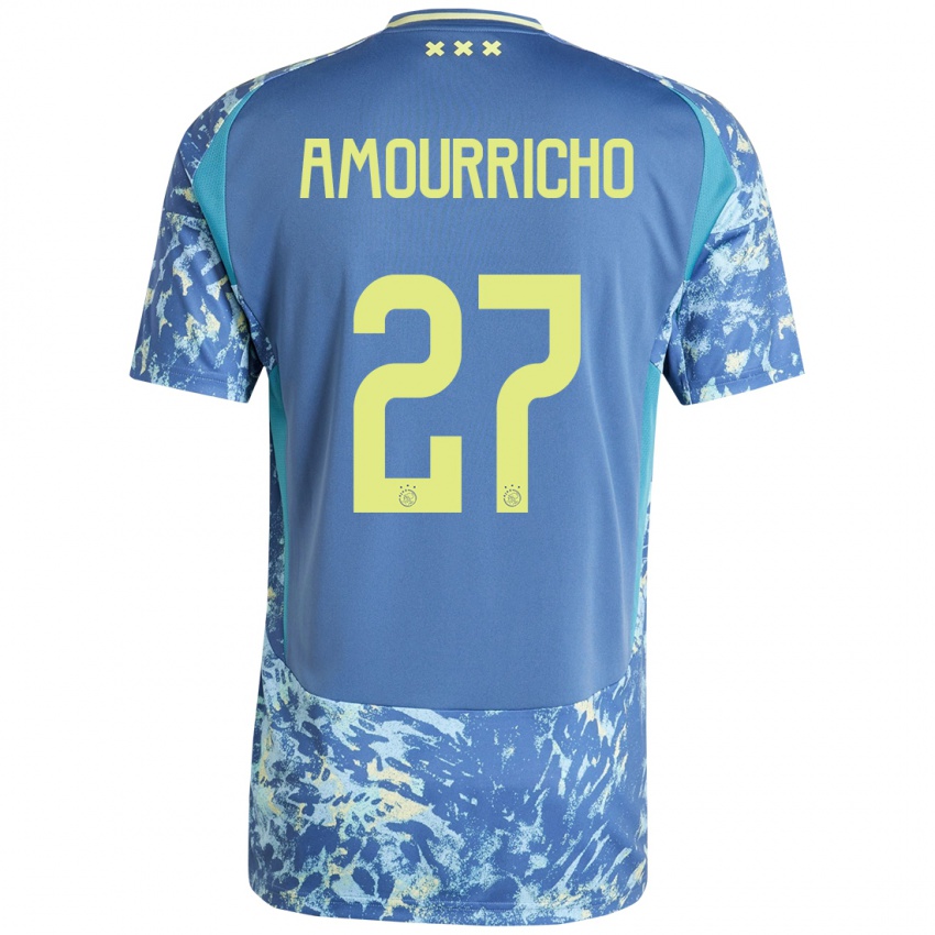 Kinder Amourricho Van Axel Dongen #27 Grau Blau Gelb Auswärtstrikot Trikot 2024/25 T-Shirt Belgien