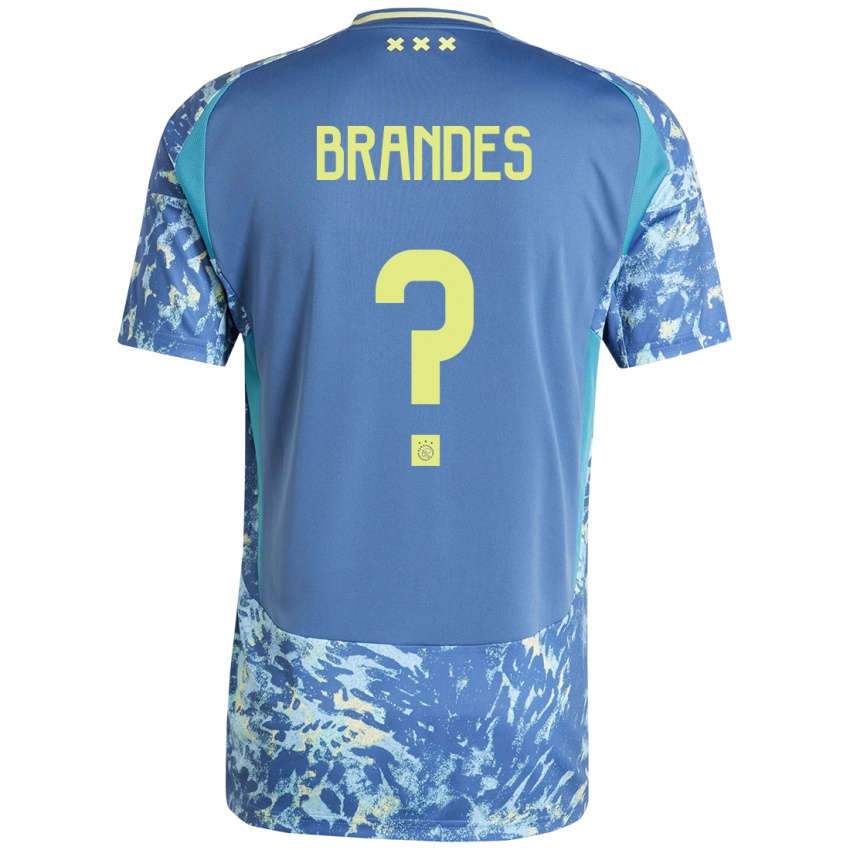 Kinder Julian Brandes #0 Grau Blau Gelb Auswärtstrikot Trikot 2024/25 T-Shirt Belgien