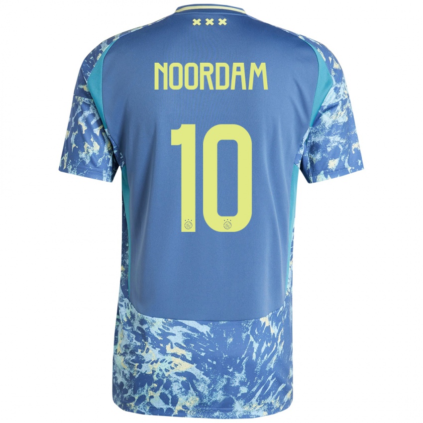 Enfant Maillot Nadine Noordam #10 Gris Bleu Jaune Tenues Extérieur 2024/25 T-Shirt Belgique