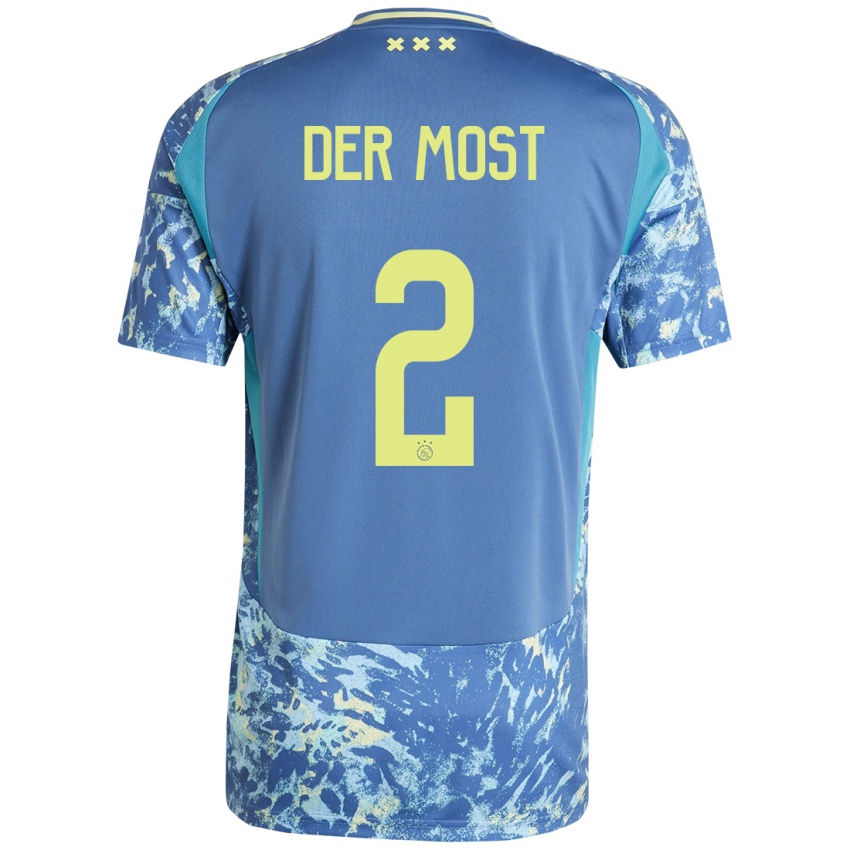 Kinder Liza Van Der Most #2 Grau Blau Gelb Auswärtstrikot Trikot 2024/25 T-Shirt Belgien