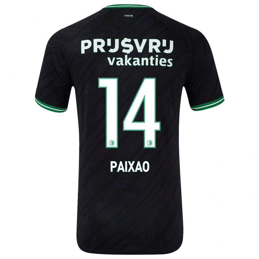 Enfant Maillot Igor Paixão #14 Noir Vert Tenues Extérieur 2024/25 T-Shirt Belgique